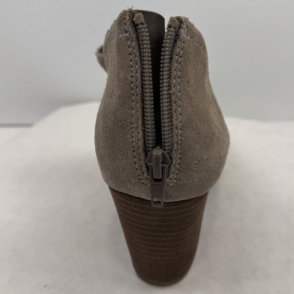 Fergie Carmin Womens Size 11M Tan Suede Leather Ankle Boots Zip Back Heel Shoes - Picture 10 of 15